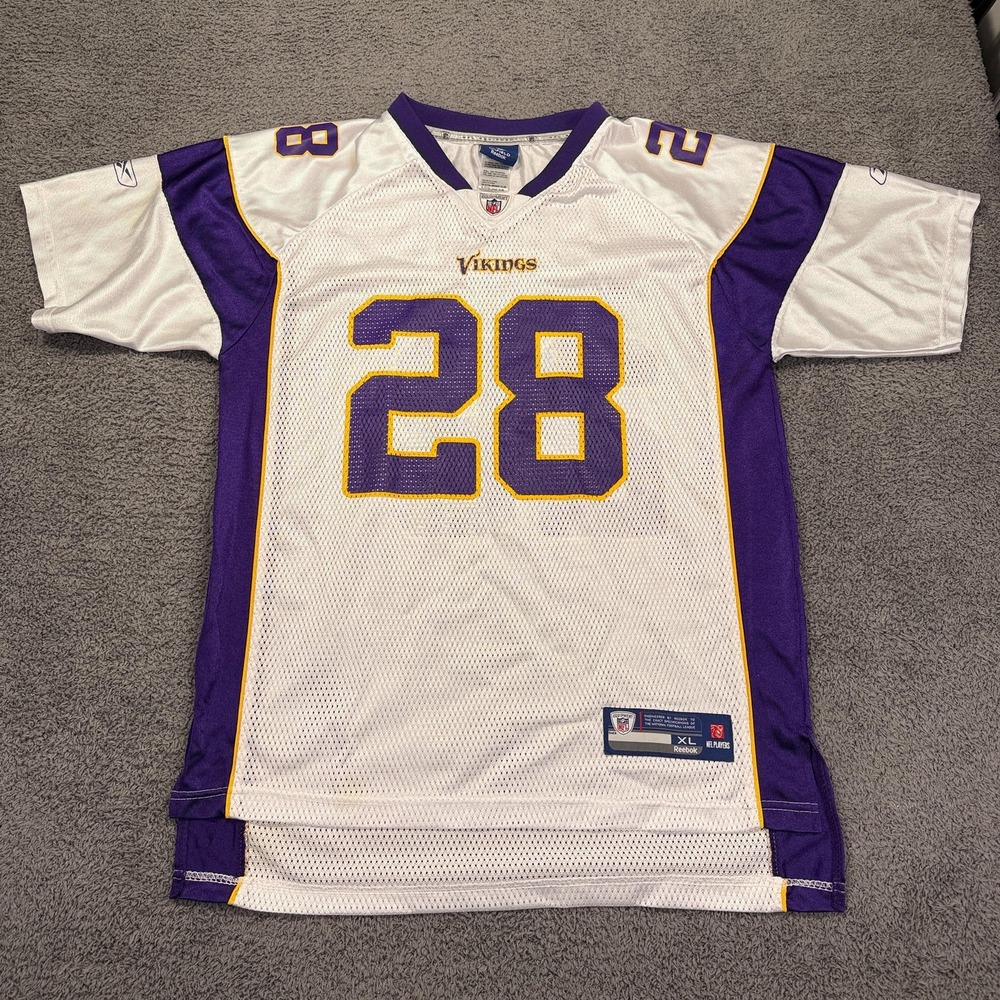 Minnesota Vikings Adrian‎ Peterson Football Jersey Youth XL White Purple Reebok